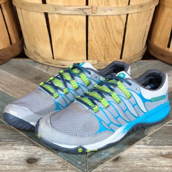 Merrell All Out Fuse J06324 Gray Teal Minimalist Trail Running Shoe Women Size 7 - Picture 3 of 11